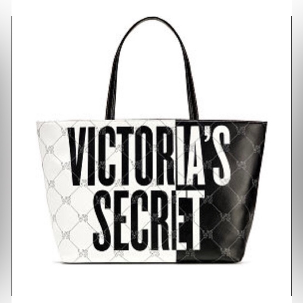 Black White Victorias Secret Monogram Tote New w o tags
